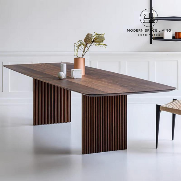 YELLIA Japandi Fluted Wooden Dining Table