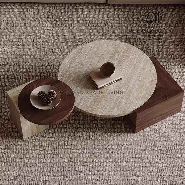 CAMILO Modern Travertine Coffee Table