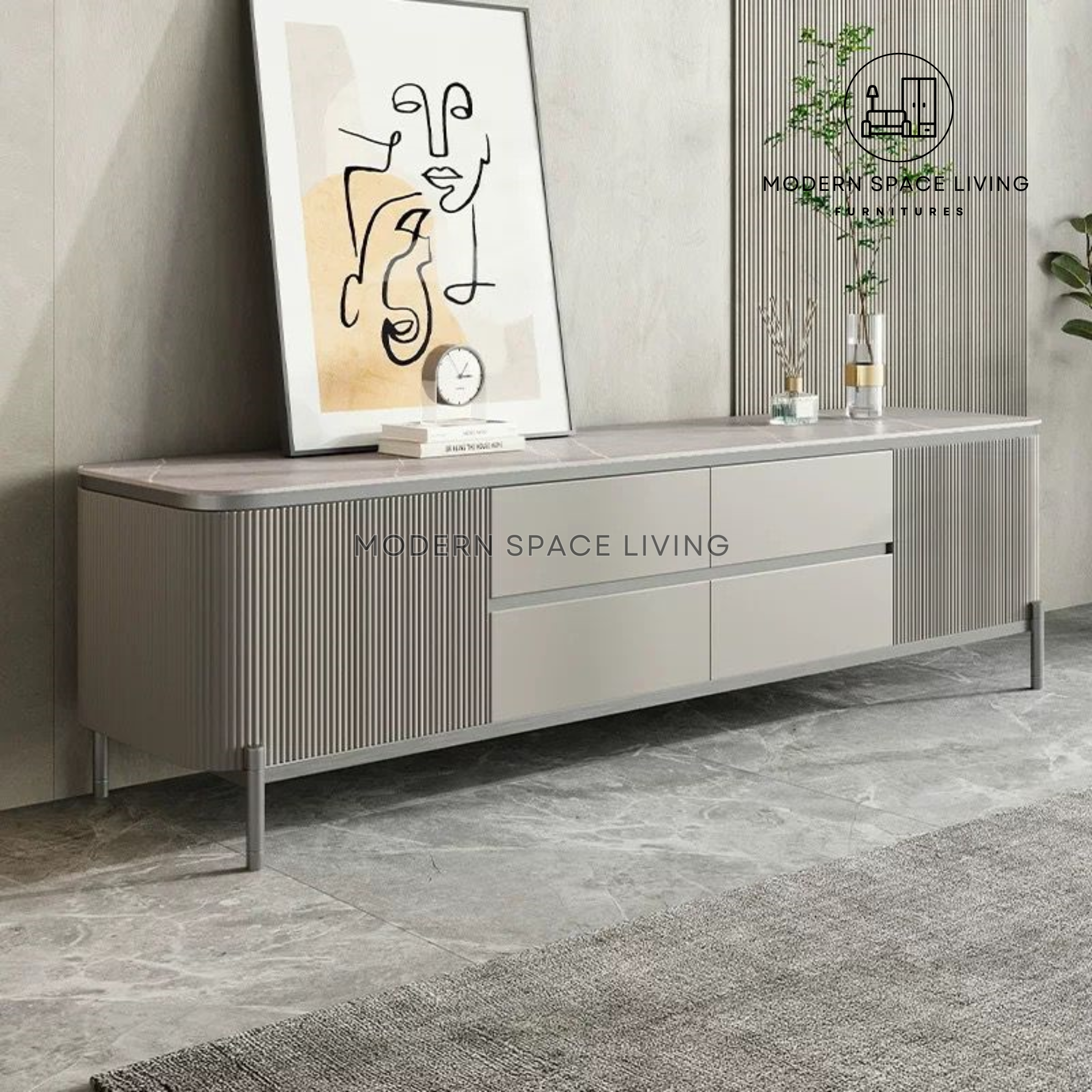 Debrah Table DEBRAH Modern Sintered Stone TV Console & Coffee Table – Modern Space ...