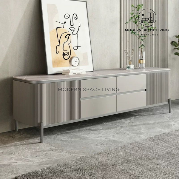 DEBRAH Modern Sintered Stone TV Console & Coffee Table