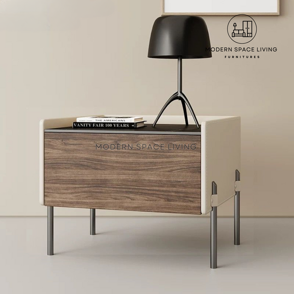 LAYTON Modern Leather Bedside Cabinet