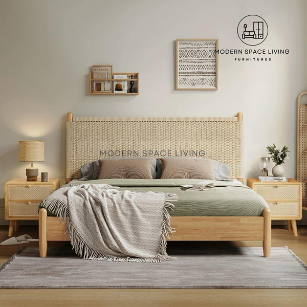 KIRA Japandi Solid Wood Bed Frame