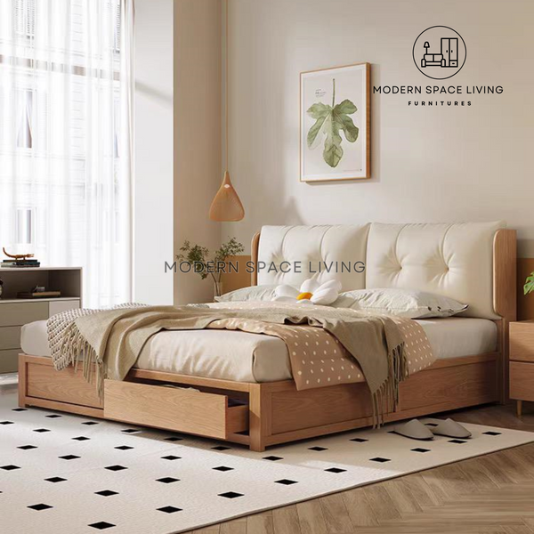 KINGSLEY Modern Japandi Storage Bed Frame