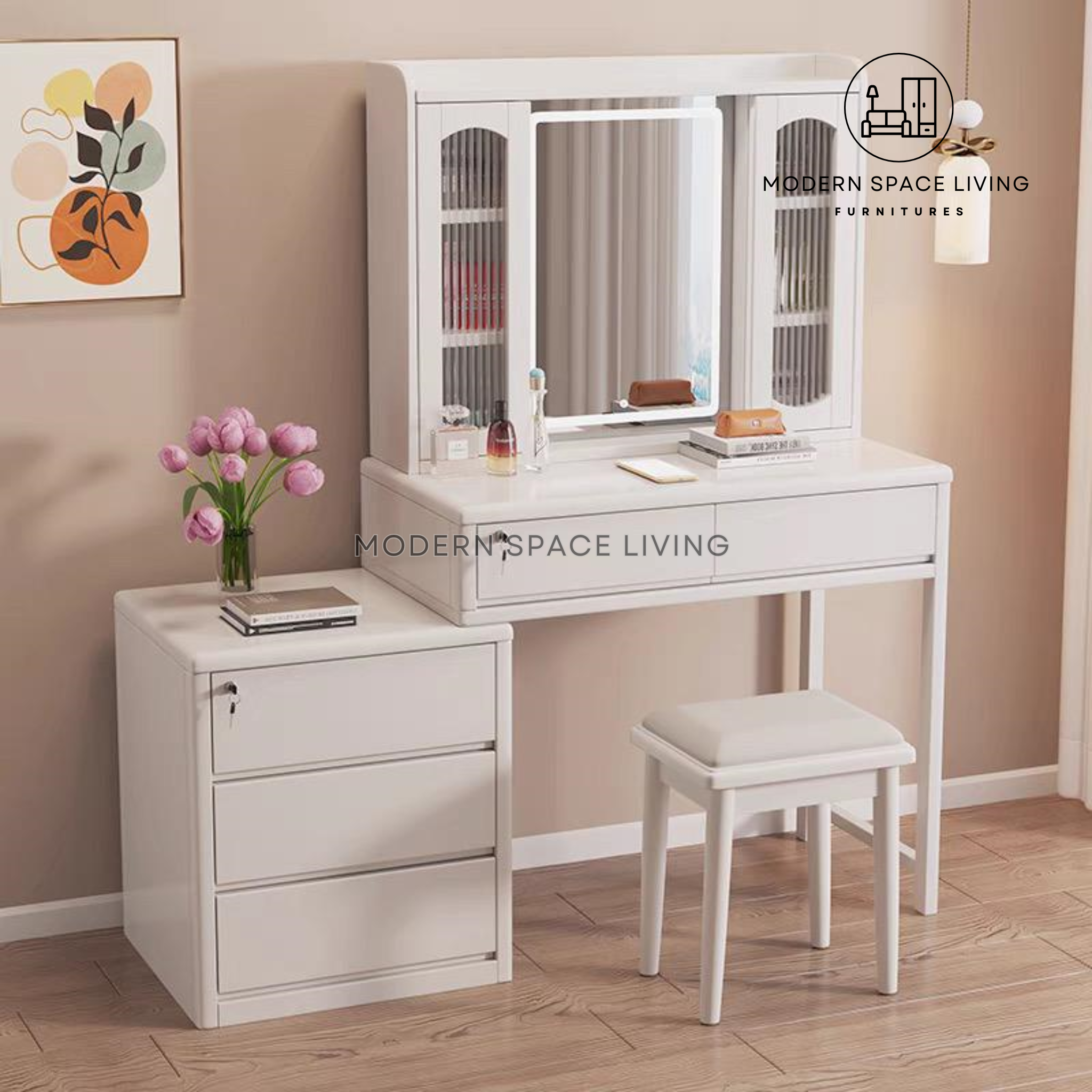 CATHY Modern LED Dressing Table Set – Modern Space Living