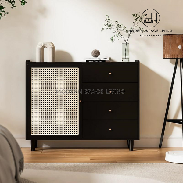 NAYELI Solid Wood Rattan Sideboard