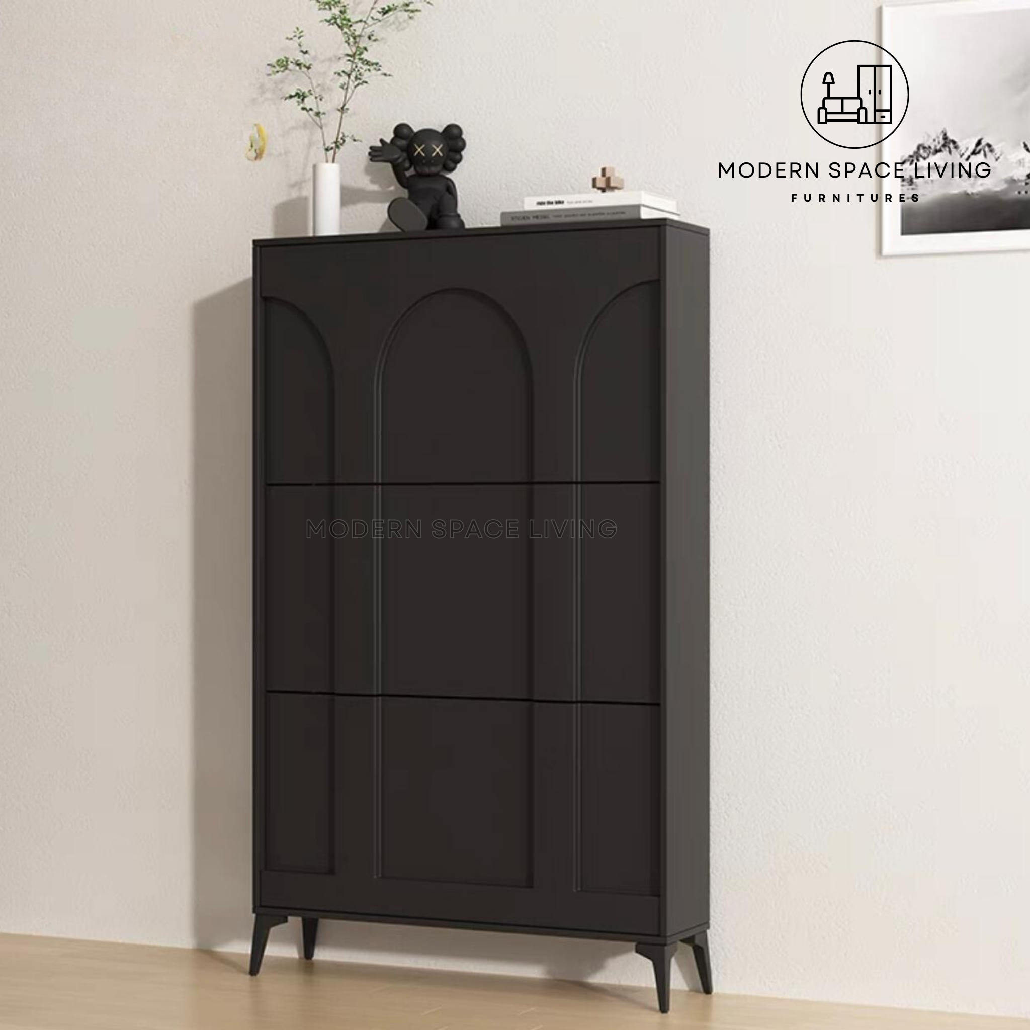 Narrow entryway shoe cabinet