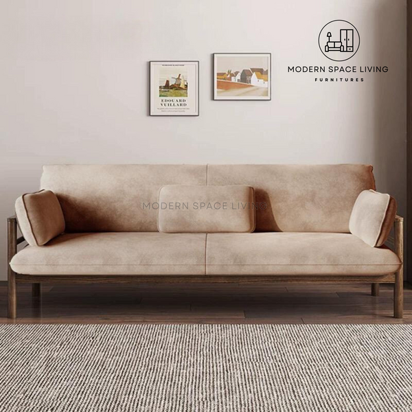 POLA Modern Leathaire Solid Wood Sofa