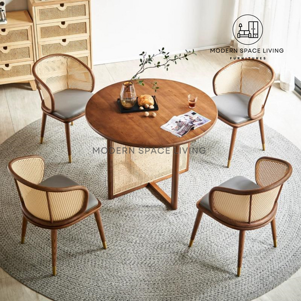 KIMIYE Japandi Round Solid Wood Table