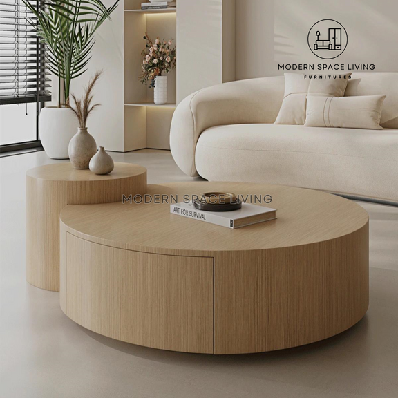 GIOR Japandi Round Nesting Coffee Table – Modern Space Living