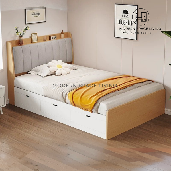 GEN Modern Solid Wood Storage Bed Frame