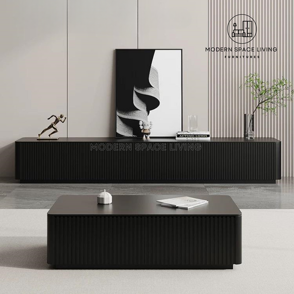 ADRAIN Modern Fluted TV Console & Coffee Table