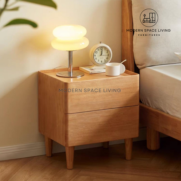 PREMIUM │PENDI Japandi Solid Wood Bedside Table