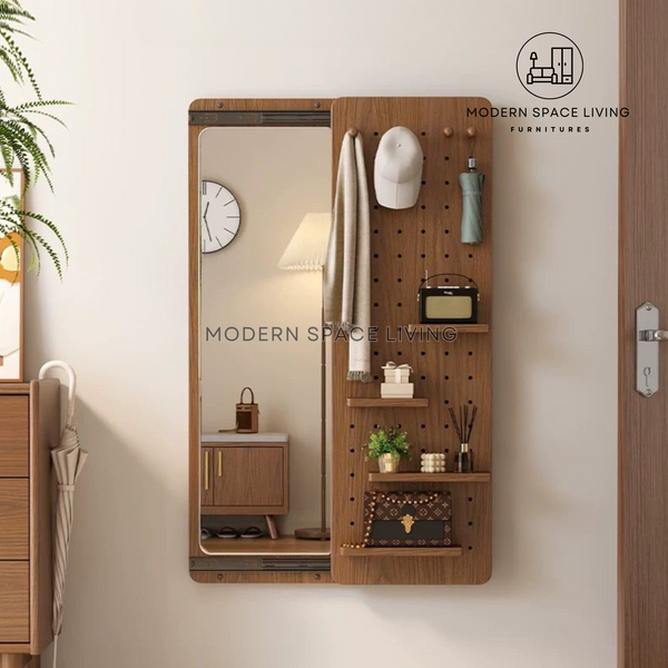 LINDA Modern Sliding Wall Mirror with Rack