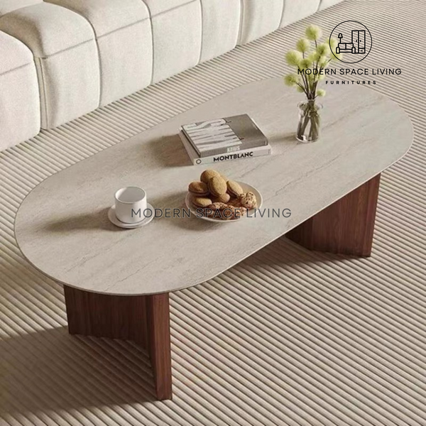 SAUL Modern Travertine Coffee Table