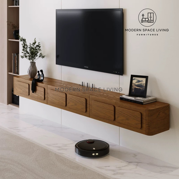 THEO Modern Solid Wood Floating TV Console