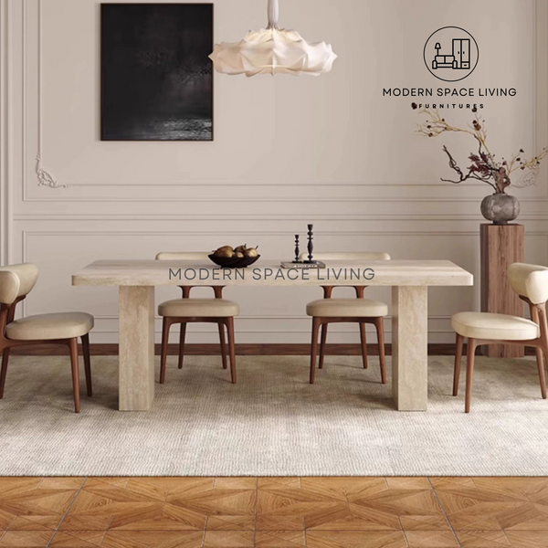 EVERETTE Modern Travertine Dining Table