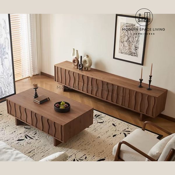 PREMIUM | CLARISSA Japandi Solid Wood TV Console / Coffee Table