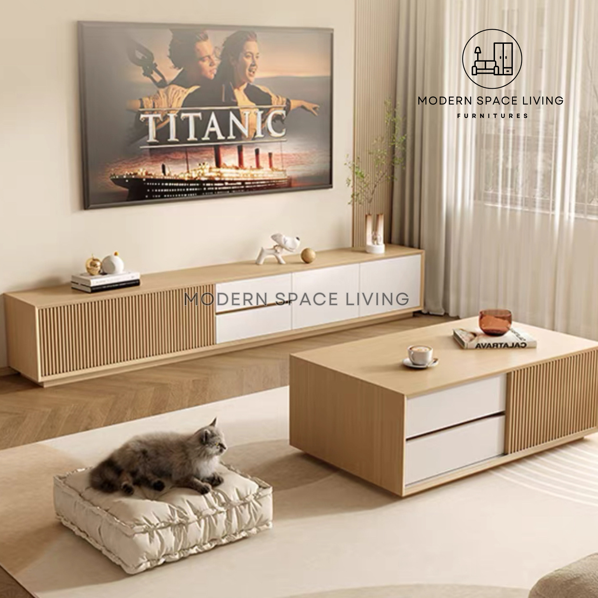 Tv Console And Coffee Table Set GARRETT Modern TV Console / Coffee Table – Modern Space Living