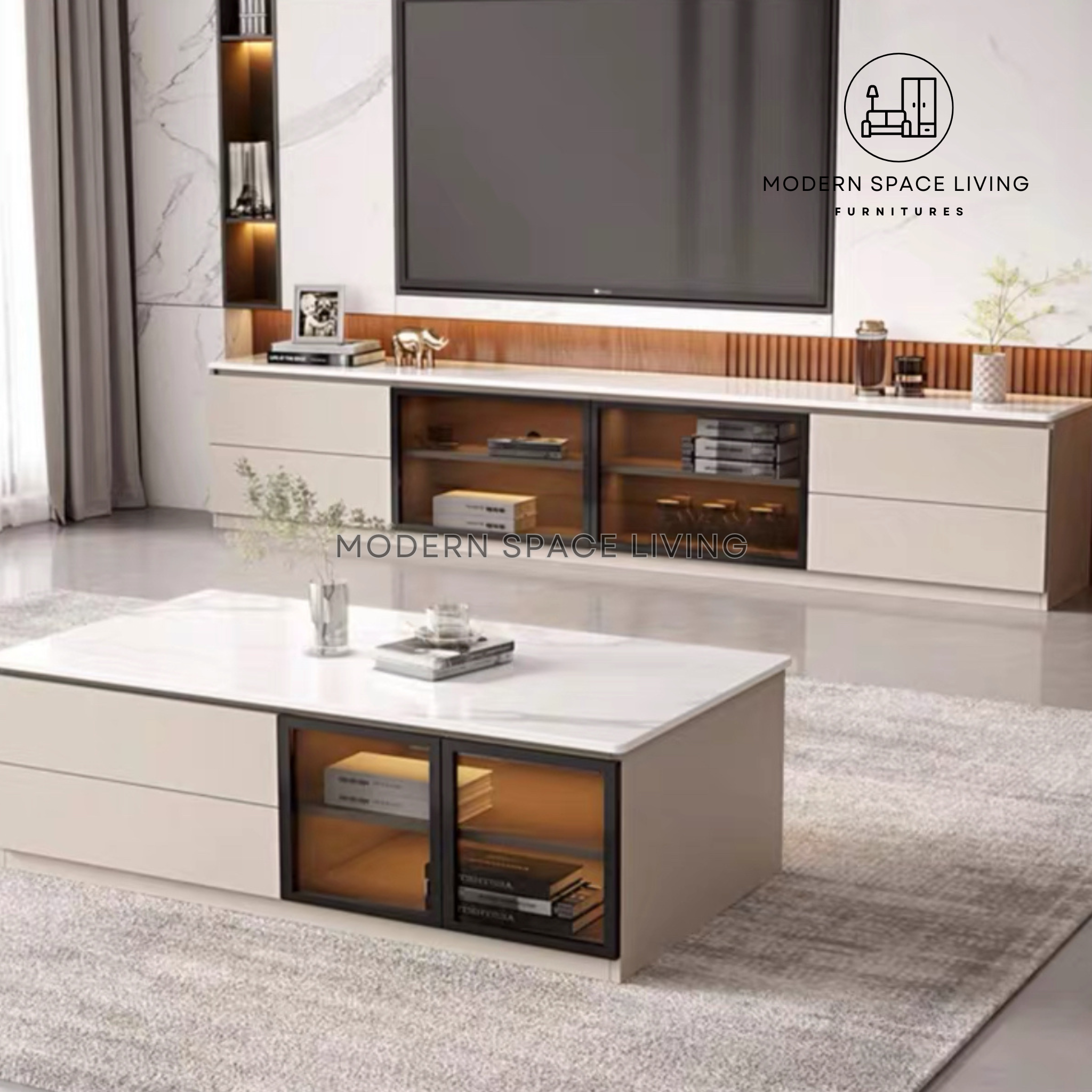 Tv Console And Coffee Table Set DULCE Modern TV Console / Coffee Table – Modern Space Living