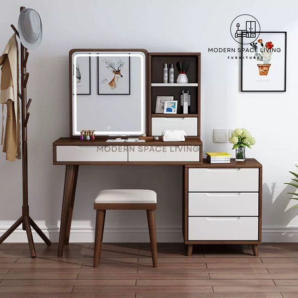MIRAN Modern Solid Wood Dressing Table Set