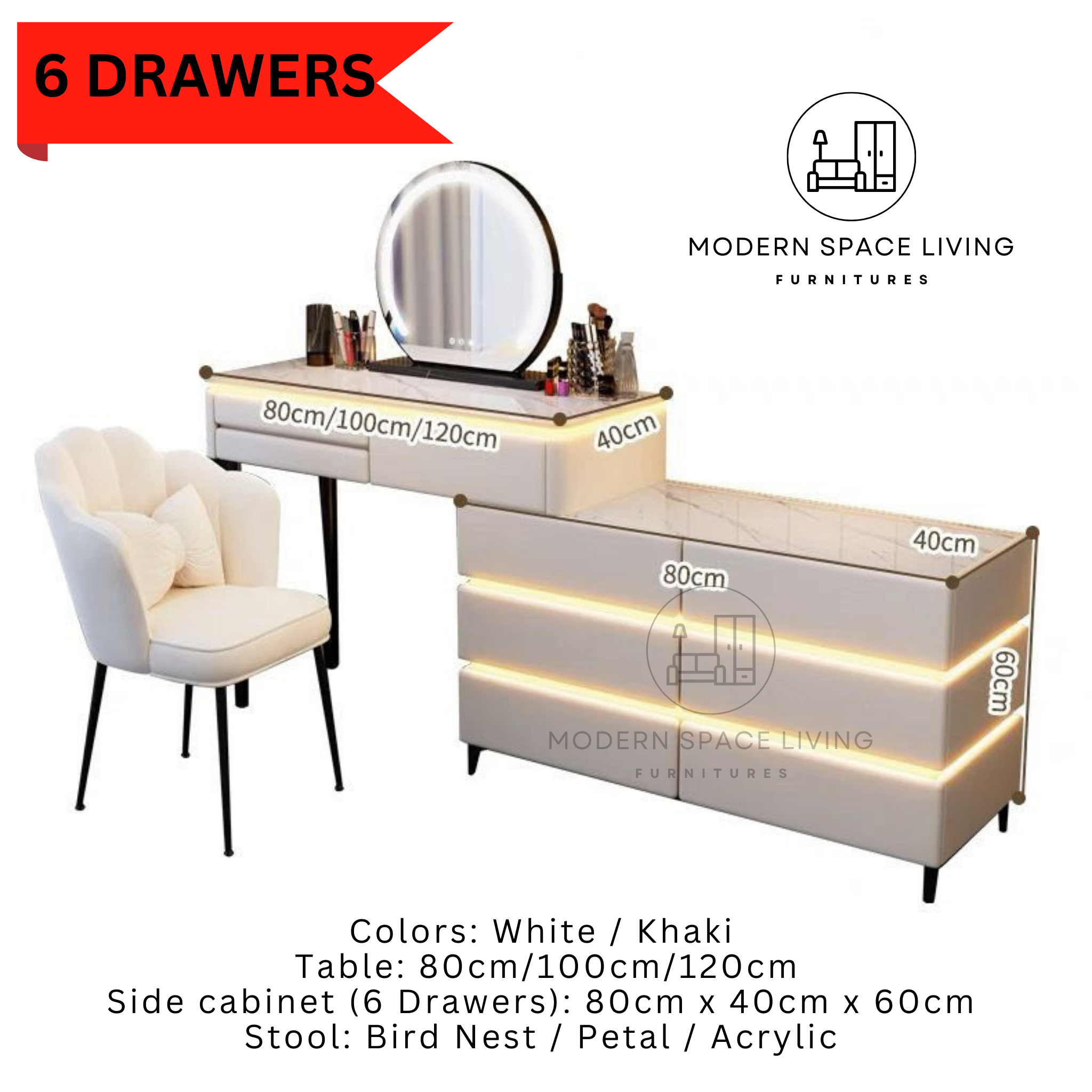 PAIGE Modern LED Dressing Table Set – Modern Space Living