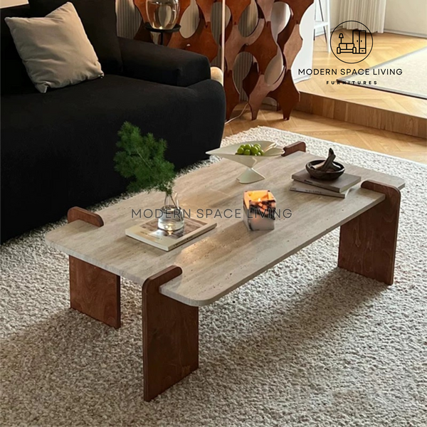 ROSALIE Modern Travertine Coffee Table