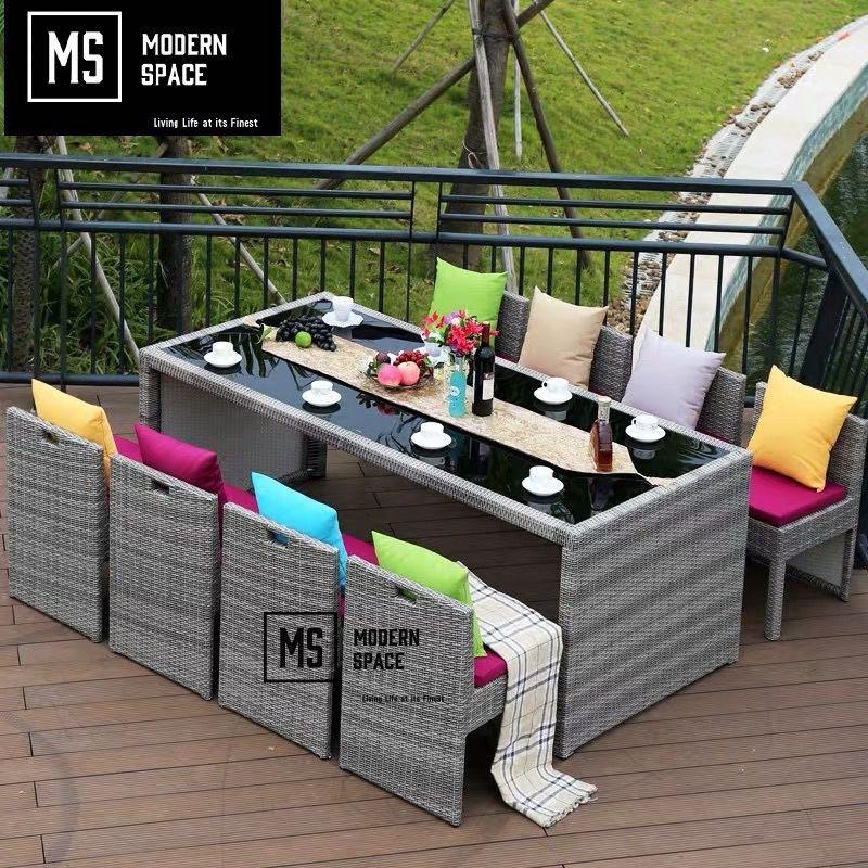 JEREEN Outdoor Rattan Dining Set