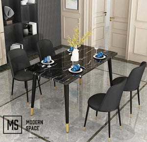 JESS Solid Wood Marble Print Dining Table