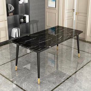 JESS Solid Wood Marble Print Dining Table