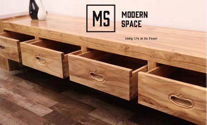 MEGAPIXEL Rustic Solid Wood TV Console – Modern Space Living