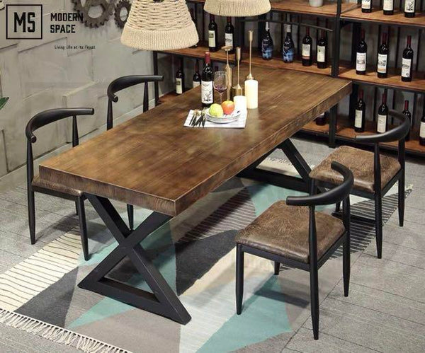 LUKE Industrial Solid Wood Dining Table