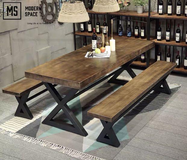 LUKE Industrial Solid Wood Dining Table – Modern Space Living