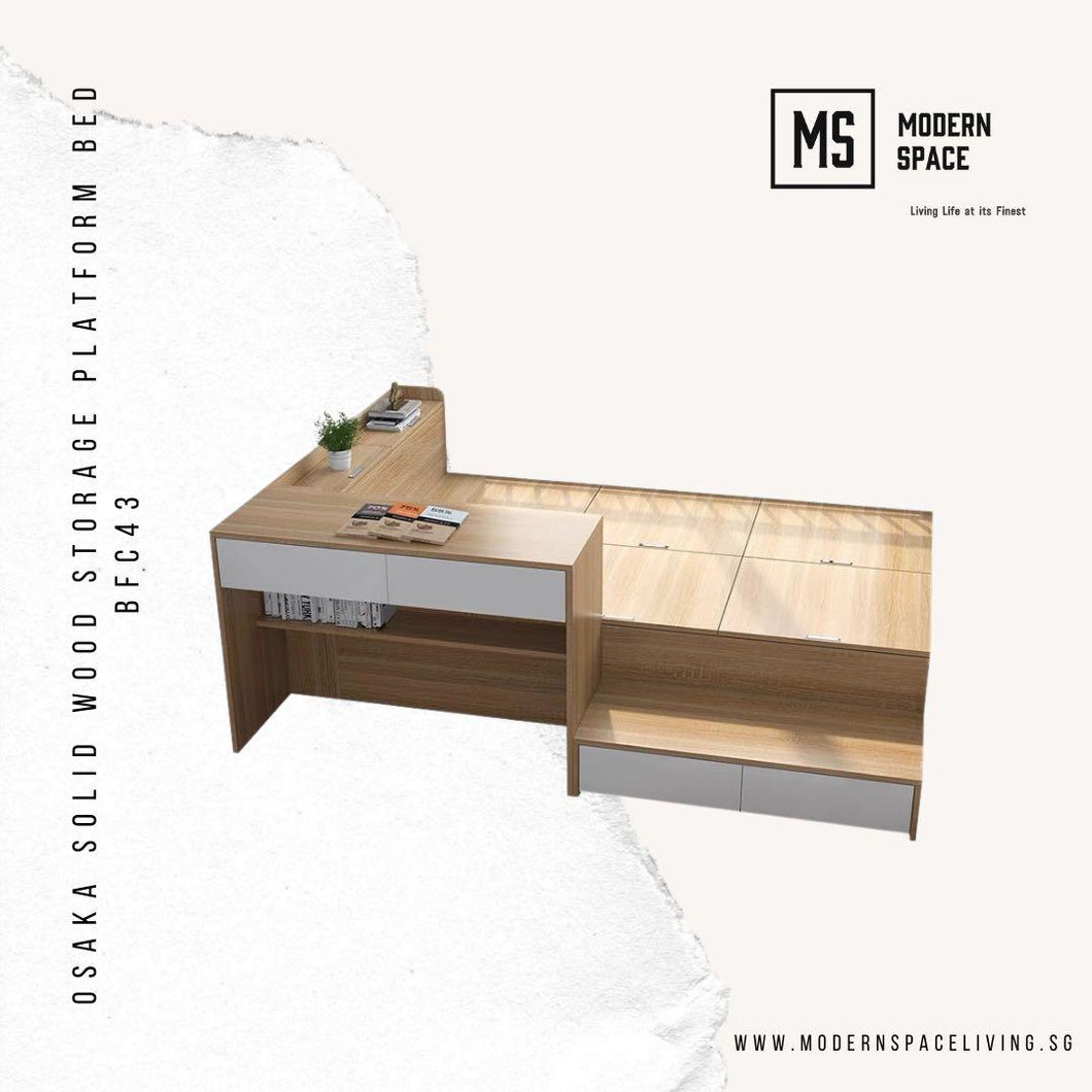 OSAKA Solid Wood Storage Platform Bed